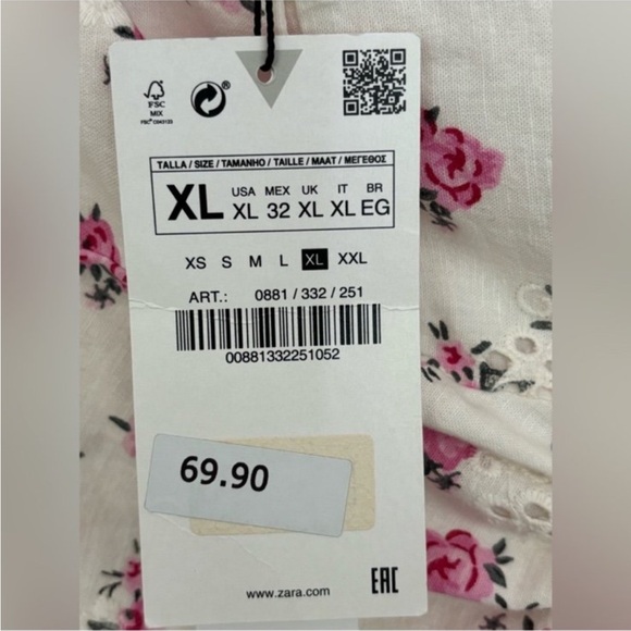 Zara Floral Maxi Dress in Cream and Pink - Picture 9 of 9